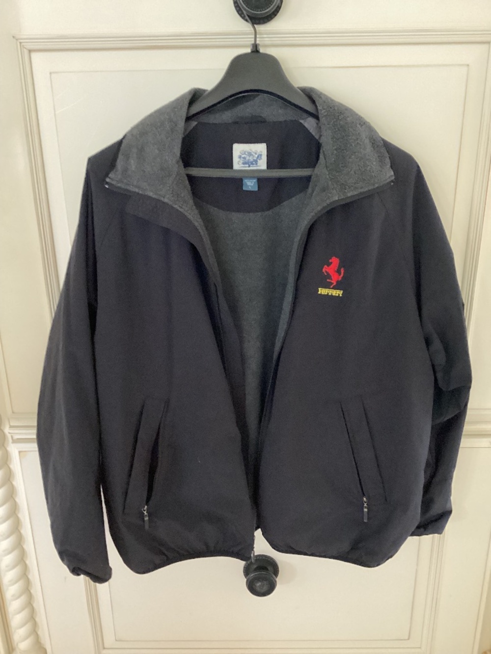 BLACK FERRARI ZIP-UP JACKET - FLEECE LINED - SIZE  L